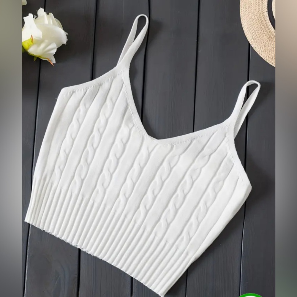 White Knitted Crop Top